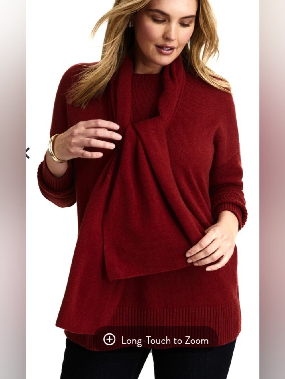 J*JILL relaxed SWEATER jersey knit with detachable SCARF brand new DROP SHOULDER